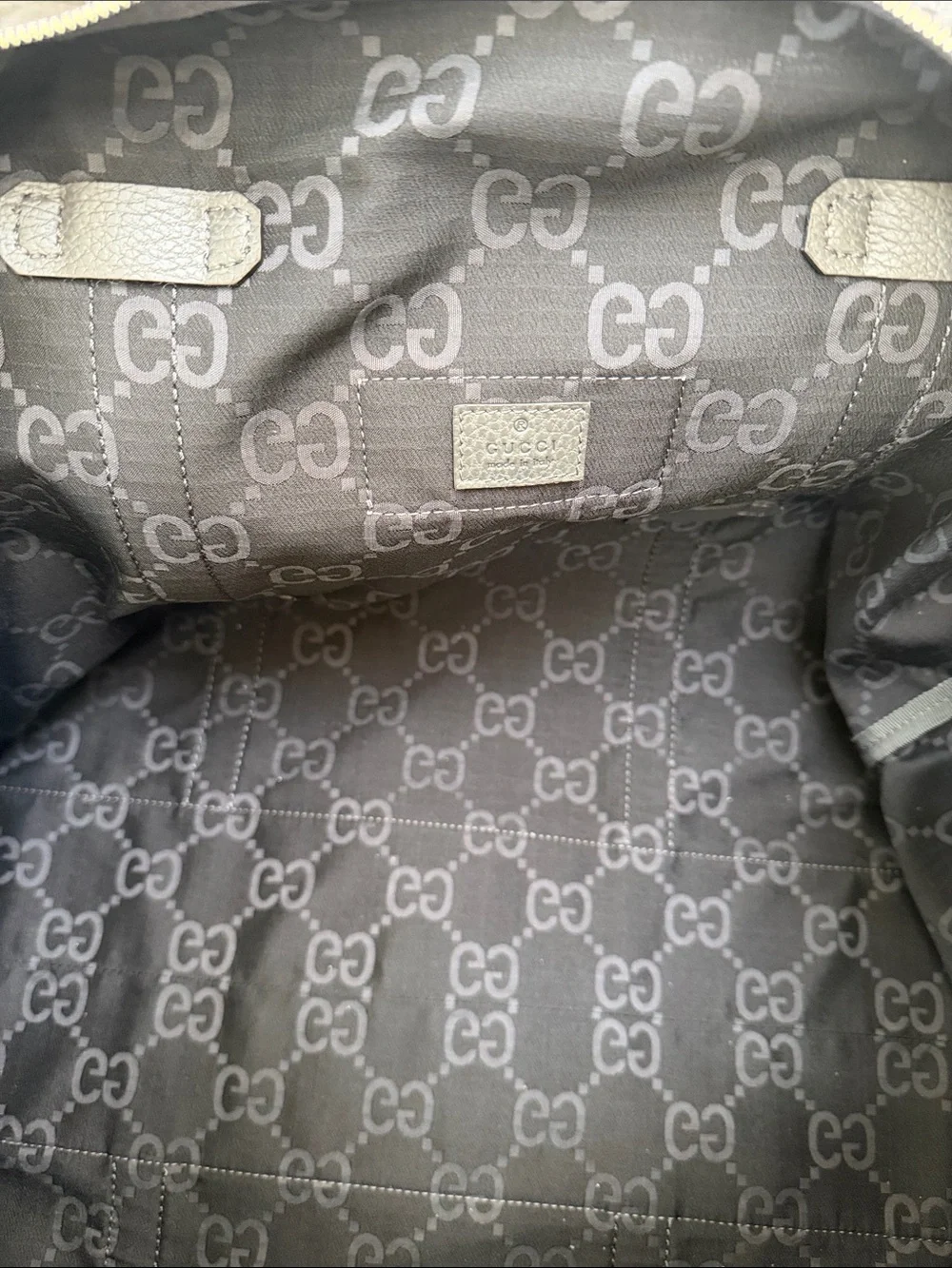 Gucci Gray Black GG Canvas Boston Bag